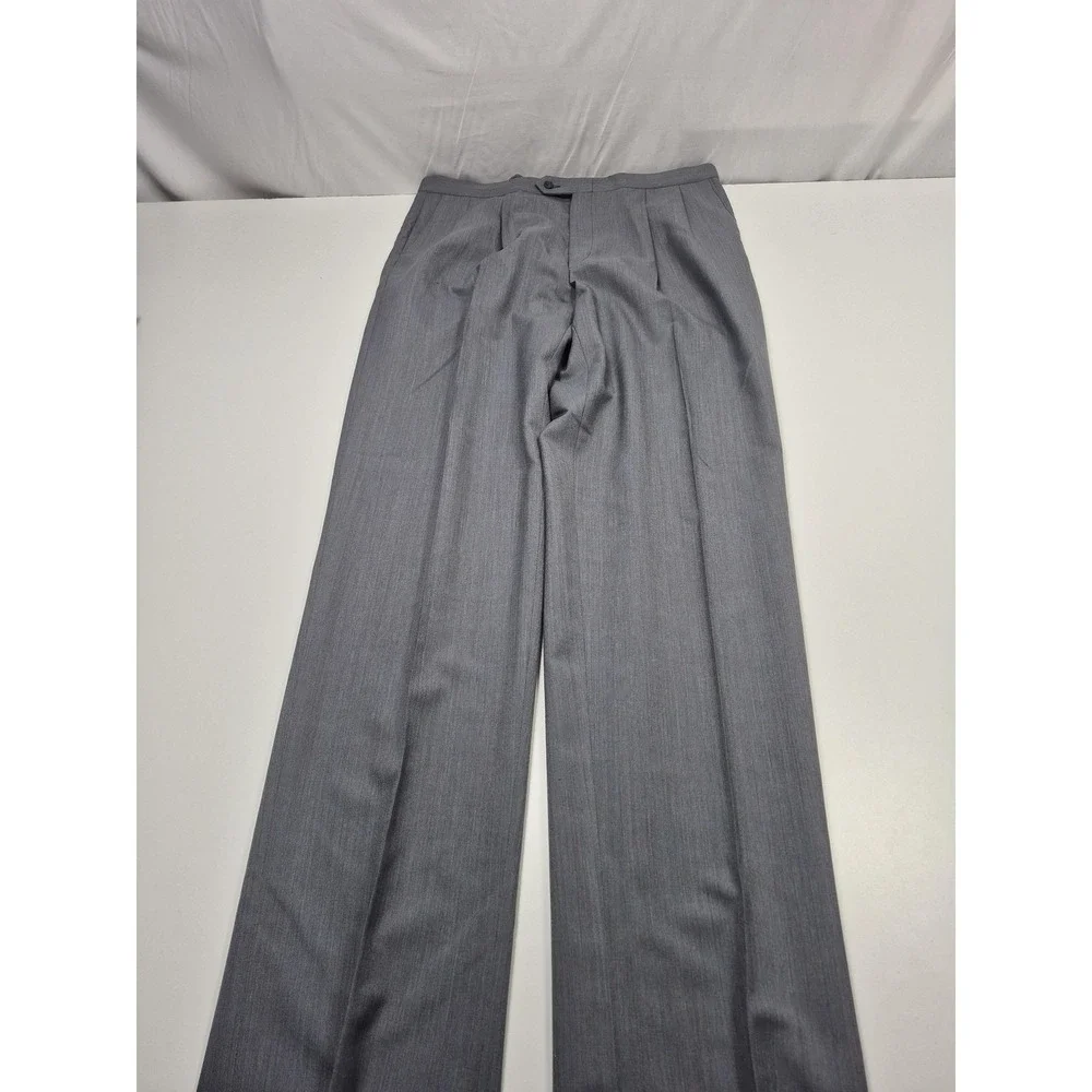 VTG Sansabelt Suit Mens 44 Gray Poly Wool 2 Piece 39x36 Elastic Waist USA NWT